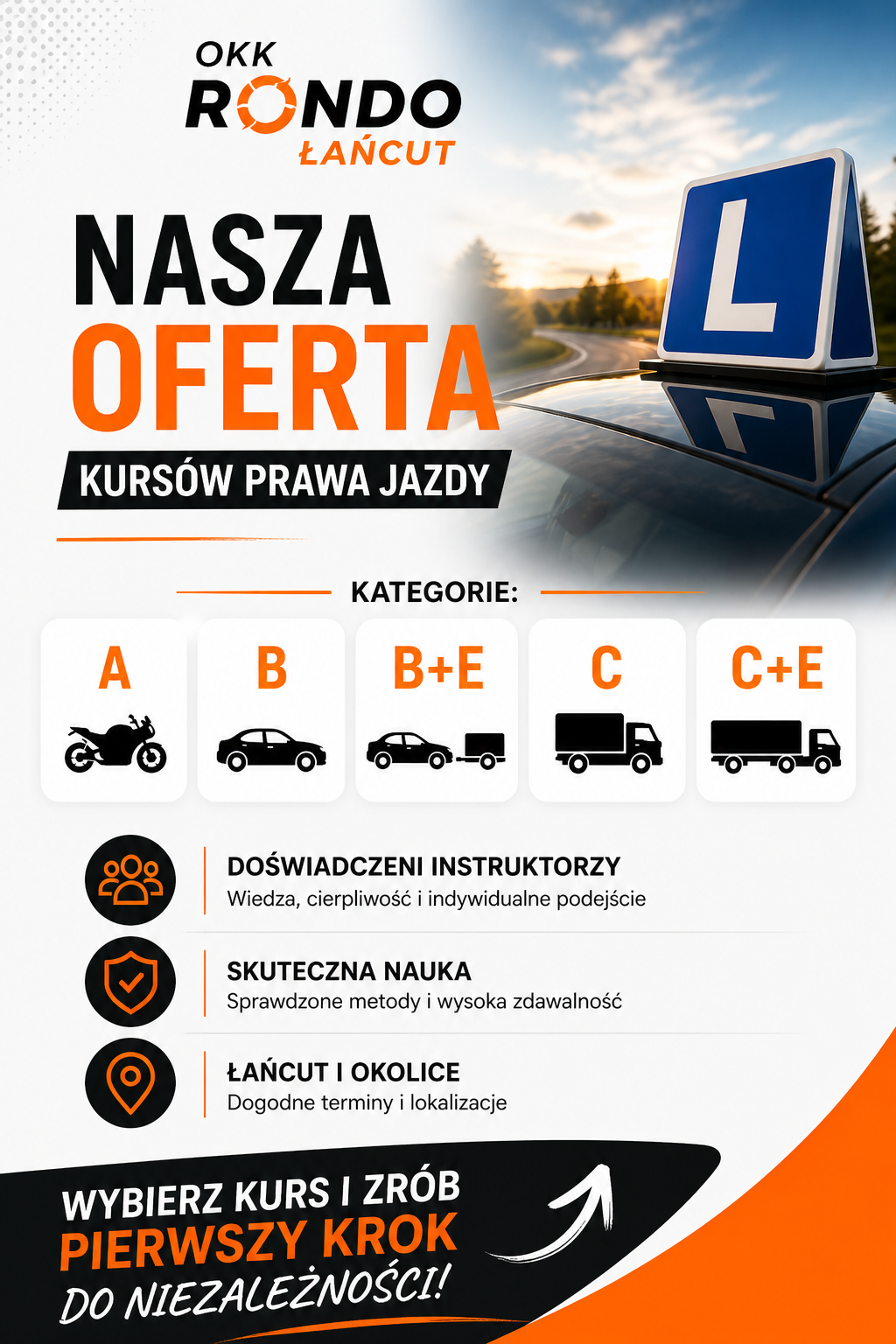 Oferta kursów prawa jazdy OKK RONDO Łańcut